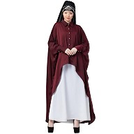 Designer Shirt style Kaftan with inner abaya- Maroon-White